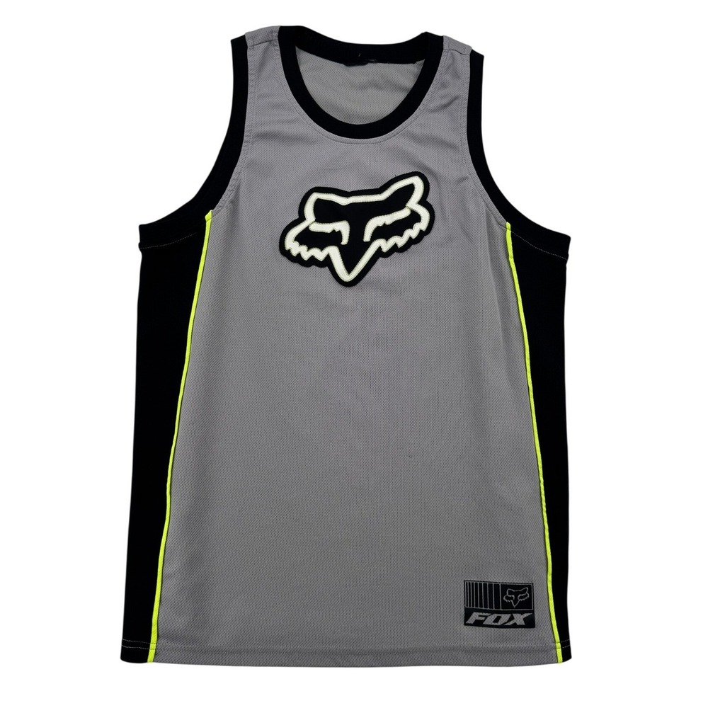 Fox Racing Tank Top Mens Large Gray Black Good Mesh Motocross Jersey Logo
